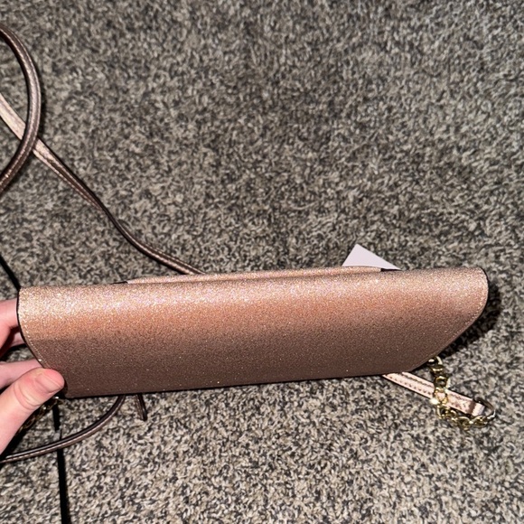 Kate Spade NWT Rose Gold Glitter Tinsel Envelope Flap Crossbody - Picture 7 of 11